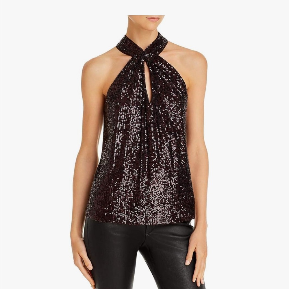Parker Aubergine Sequin Halter Top